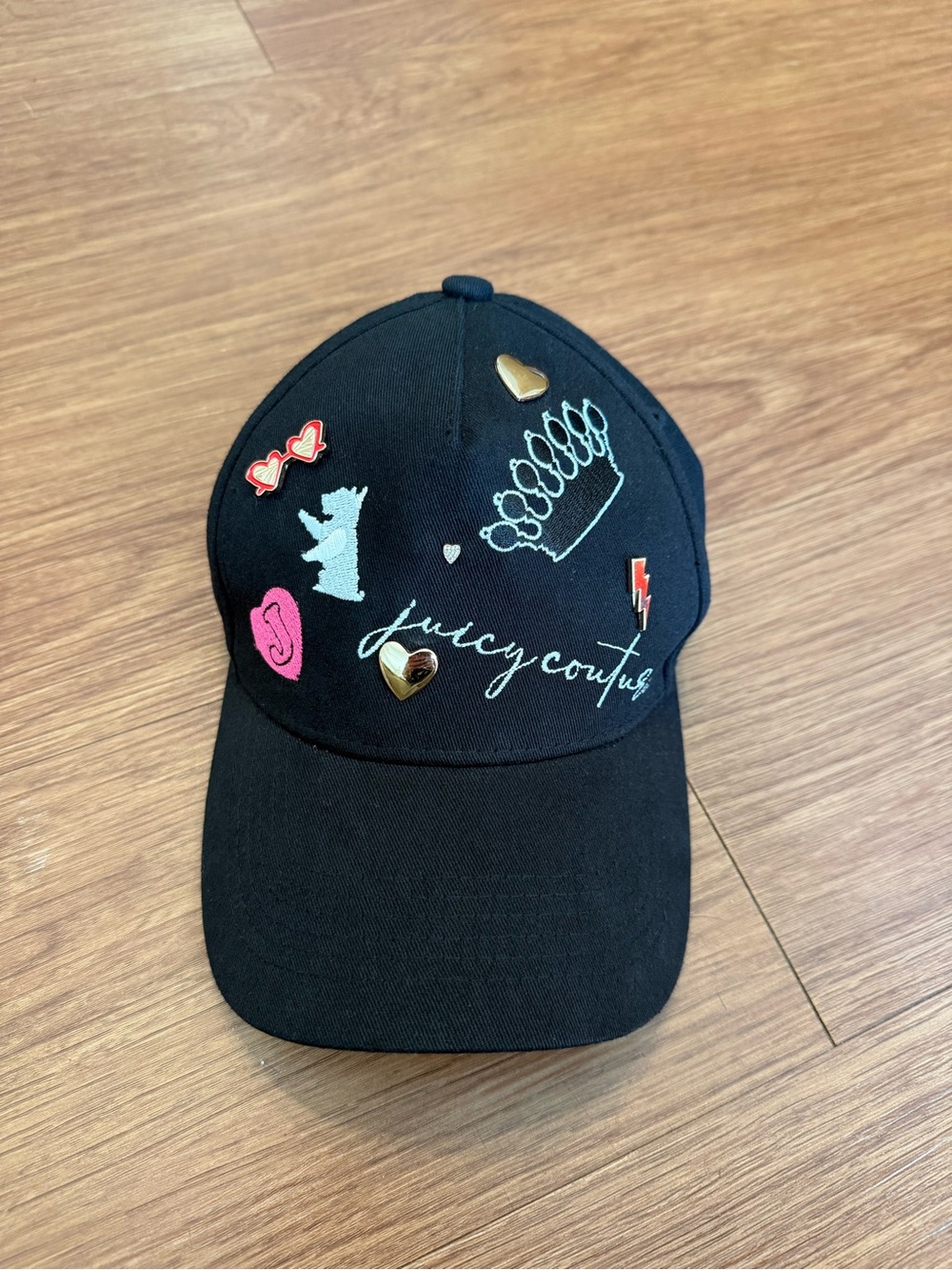Juicy Couture Black  Embroidered Patch Baseball Cap